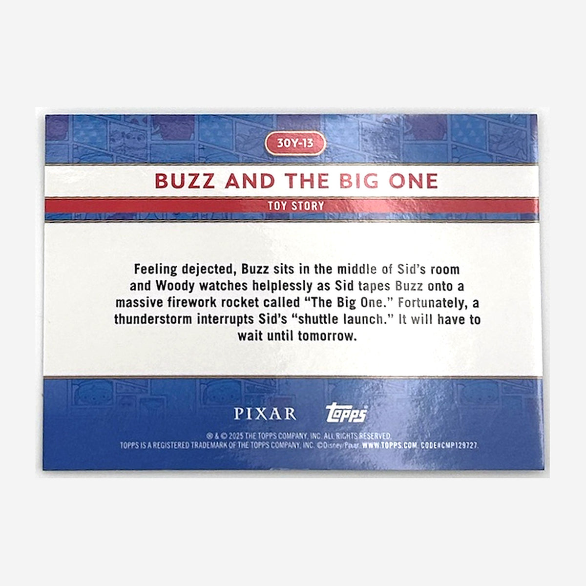 2025 Topps Toy Story 30 Years & Beyond Buzz and the Big One #30Y-13 /99 back
