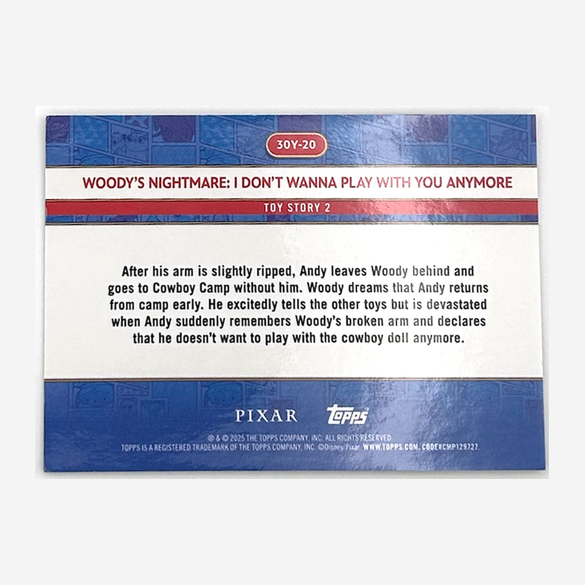 2025 Topps Toy Story 30 Years & Beyond Woody's Nightmare #30Y-20 /99 back