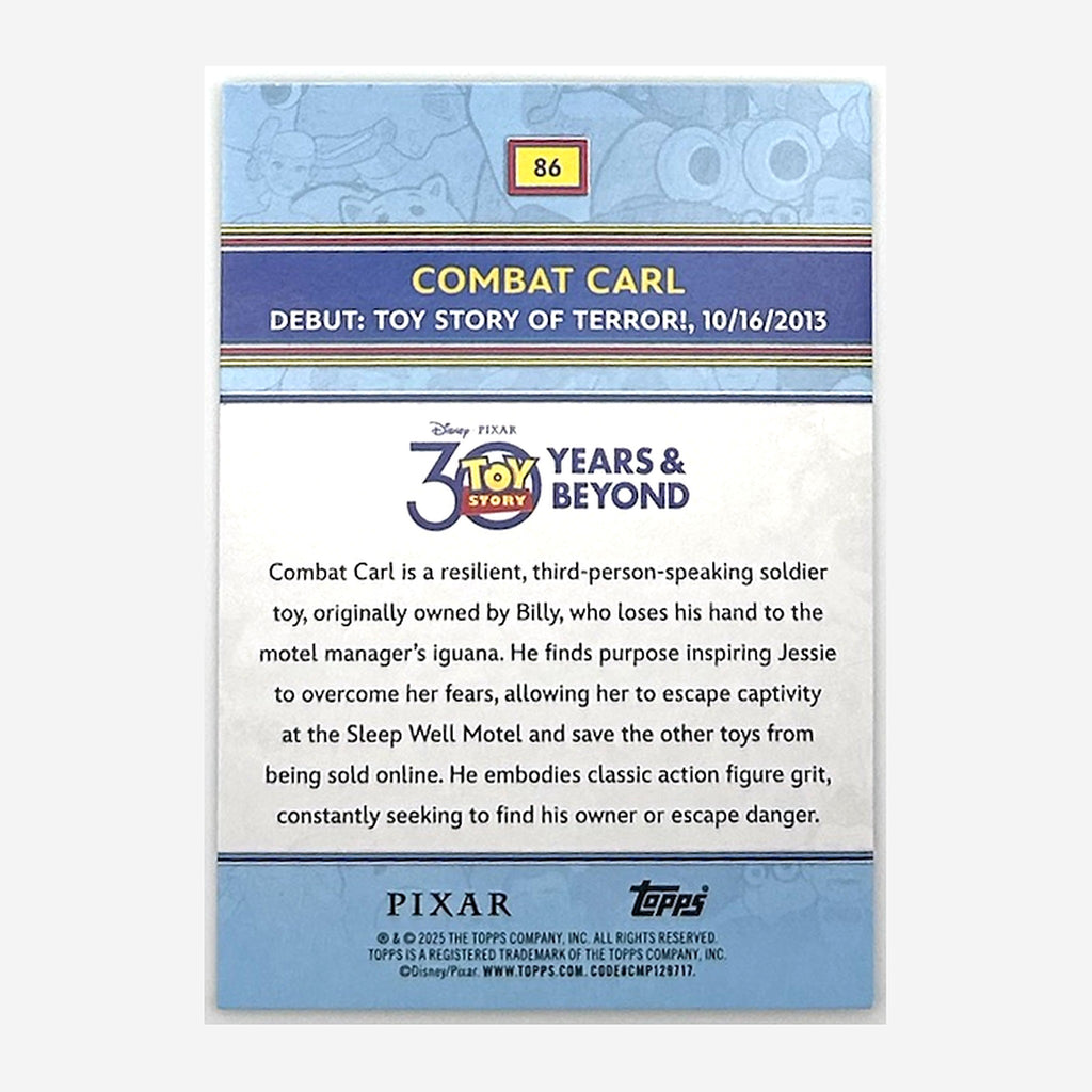 2025 Topps Toy Story 30 Years & Beyond Combat Carl #86 Aqua Foil /199 back