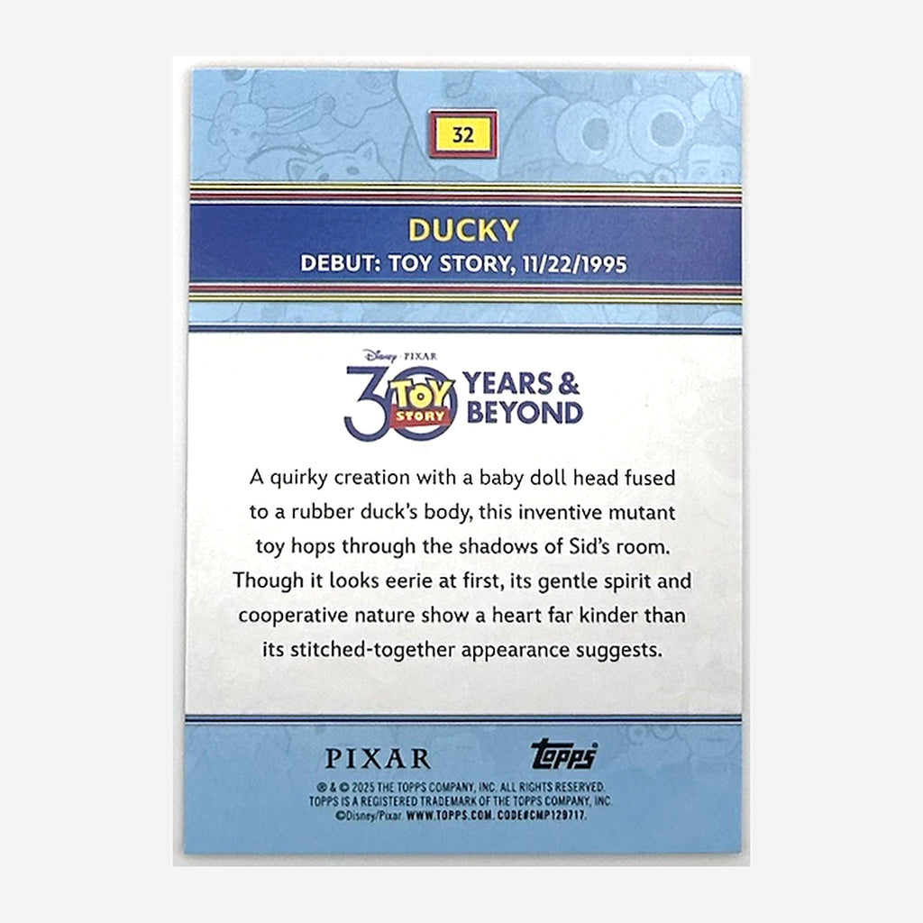 2025 Topps Toy Story 30 Years & Beyond Ducky #32 Orange Foil /25 back