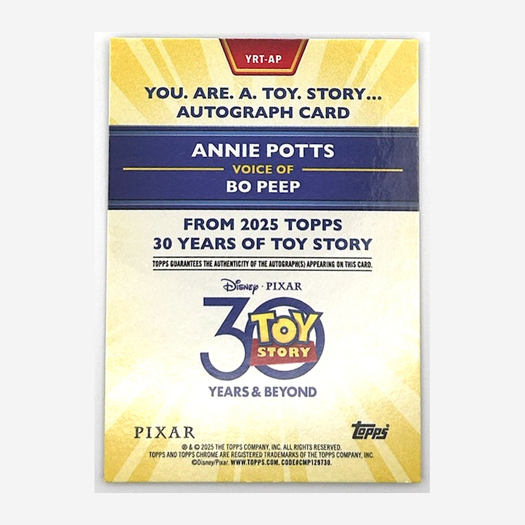 2025 Topps Toy Story 30 Years & Beyond Bo Peep (Annie Potts) Autograph #YRT-AP /99 back