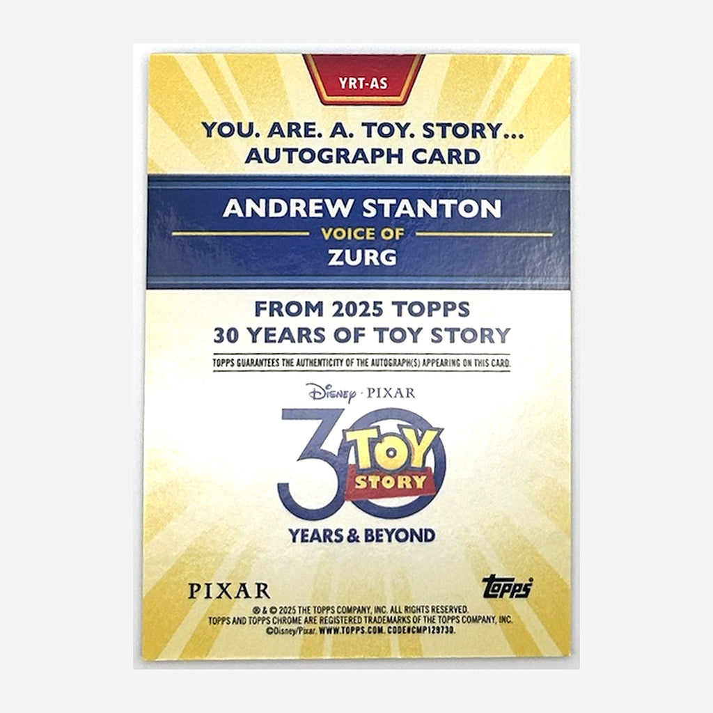 2025 Topps Toy Story 30 Years & Beyond Zurg (Andrew Stanton) Autograph #YRT-AS /150 back